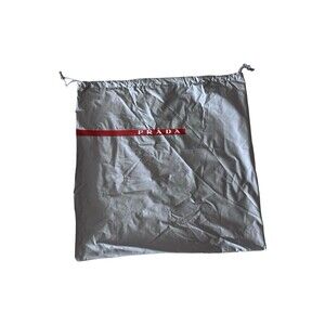 Prada Gray/Red Logo Nylon Drawstring Dust bag-Hand bag water resistant-Vintage